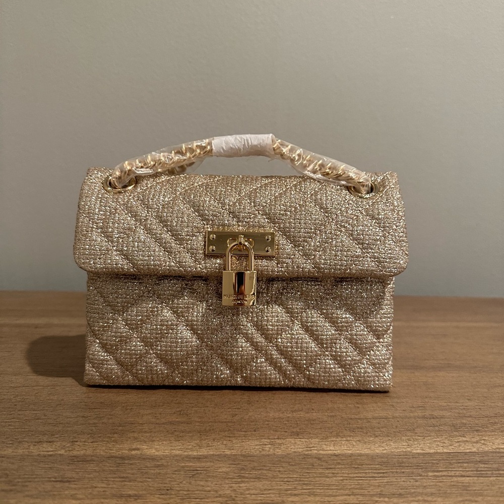 Kurt Geiger London - Mini Brixton Lock Shoulder Bag - Gold Shimmer